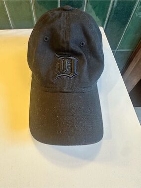 Black Baseball Cap with Embroidered Gothic 'D'